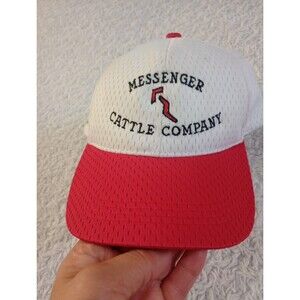 Vintage Messenger Cattle Company Mesh Trucker Hat Cap - White/Red - Buyer of All